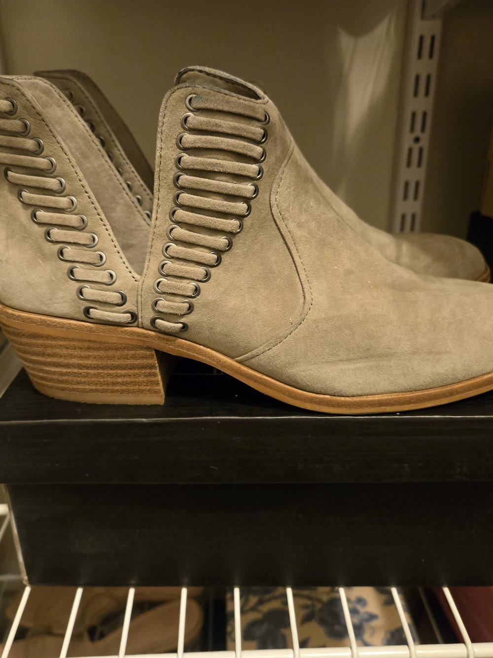 Vince Camuto Women’s Suede Ankle Booties in Light Taupe